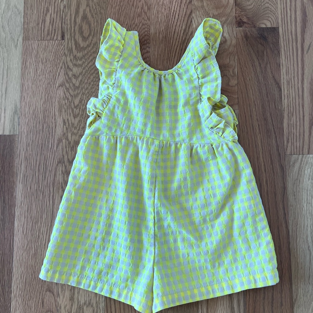 Zara Yellow Checkered Girls Romper